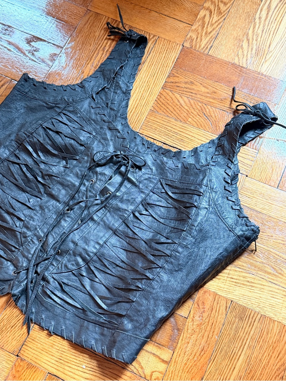 Vintage Plus Size Genuine Leather Bustier Esque Top - Grunge Goth Renaissance